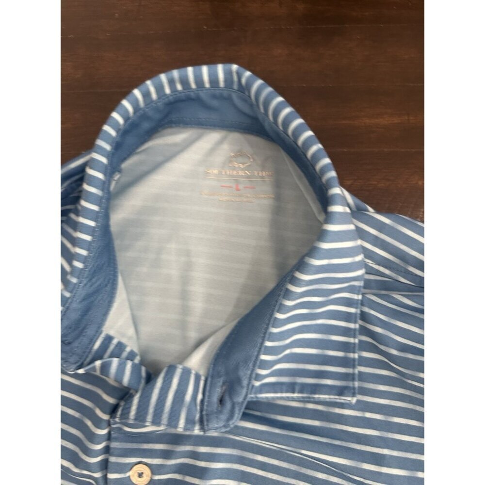 Men’s Southern Tide Blue Striped Polo Large - Picture 3 of 4